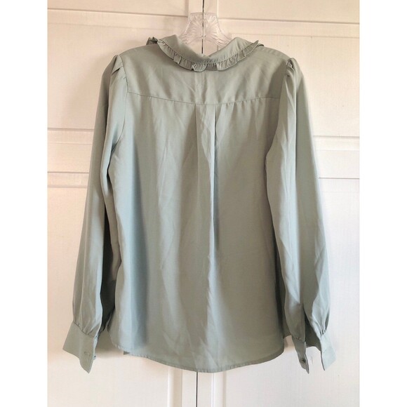 Mint Green Long Sleeves Blouse - Picture 3 of 4
